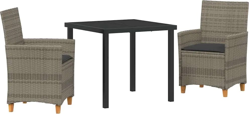 vidaXL Kert étkező szett 3 pcs Szürke polirattan