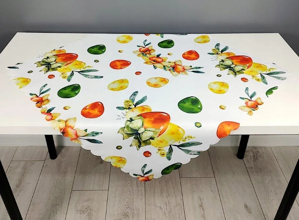 Húsvéti futópad 80x80 színes vidám húsvéti tojás nárcisz virágok