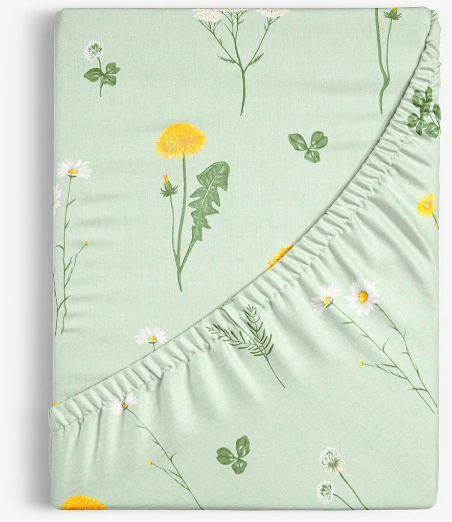 Goldea pamut gumis lepedő - mező, zöld melanzs alapon 80 x 200 cm