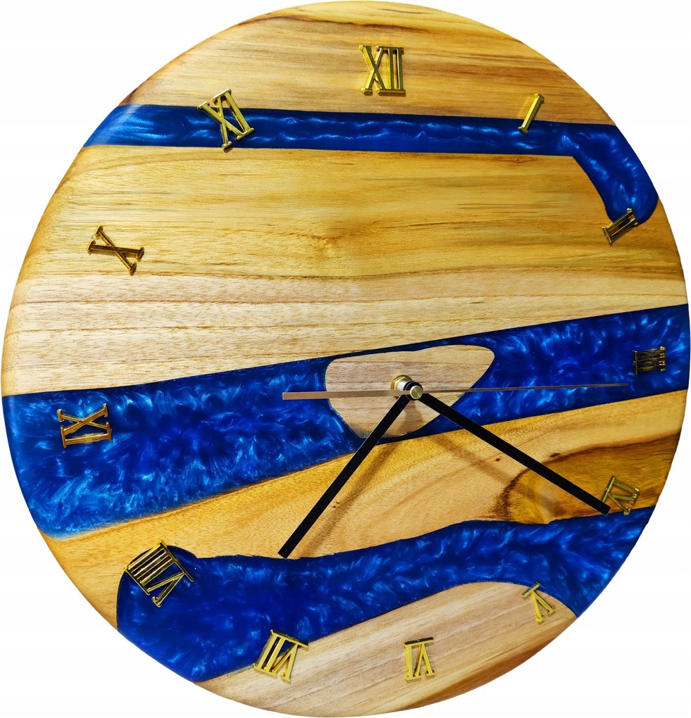 Elegáns Fa és Gyanta Falióra – Római számok Arany