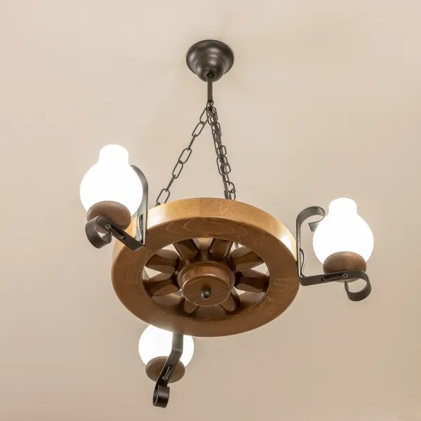 Brilagi - Csillár láncon ROATA 3xE14/40W/230V bükkfa/dió