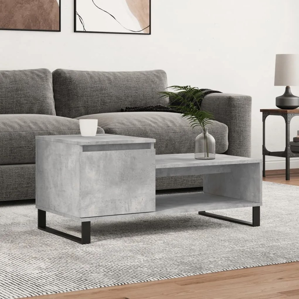 Betonszürke szerelt fa dohányzóasztal 100 x 50 x 45 cm