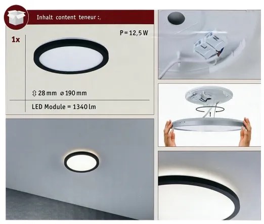 Paulmann 70997 - LED/11,2W Mennyezeti panel ATRIA 230V 3000K fekete
