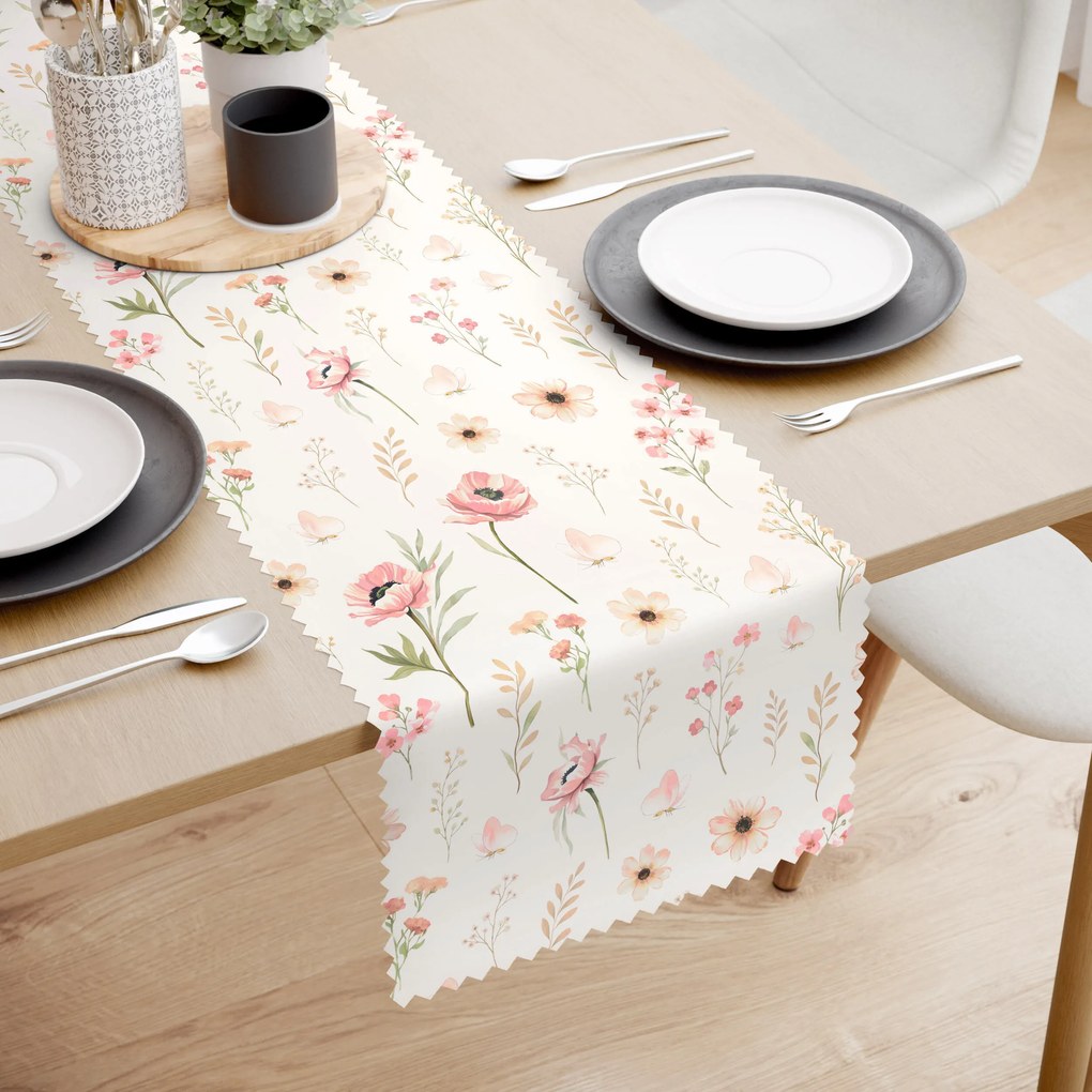 Goldea teflonbevonatú asztali futó - rózsaszín virágok 35x180 cm