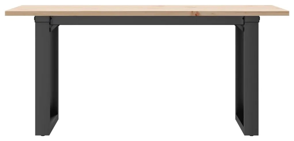 tömör fenyőfa és acél dohányzóasztal O-vázzal 100x50x45 cm