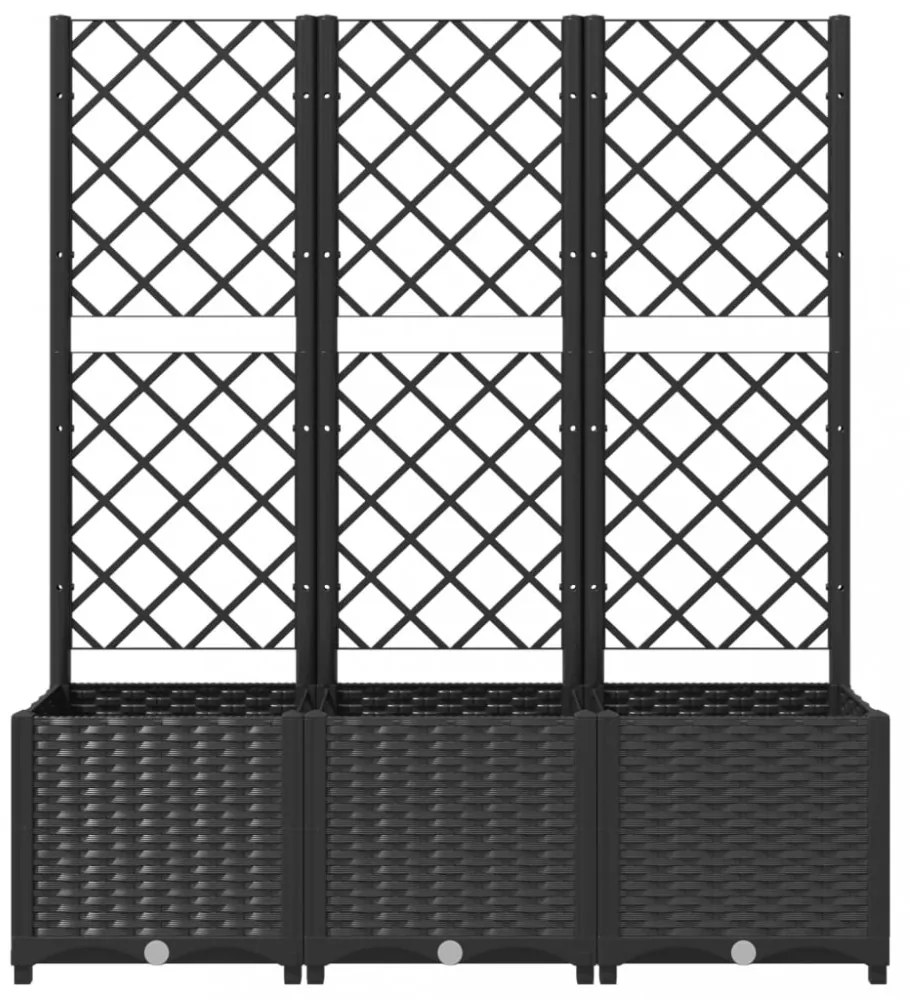 fekete polipropilén rácsos kerti ültetőláda 120 x 40 x 136 cm
