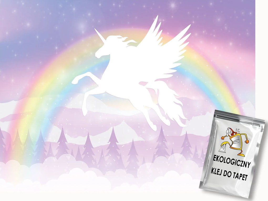 Fotótapéta Flizelina Gyerekek Szivárvány Unikornis Ég Mese 350x250 ragasztó