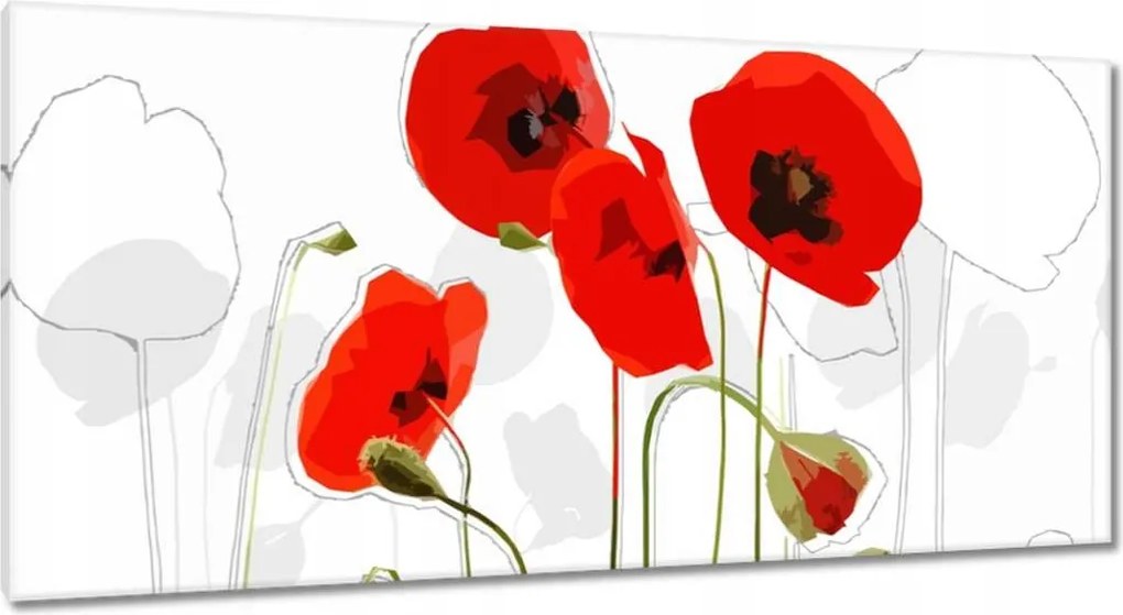 Vászonkép 115x55 Piros pipacs Virág
