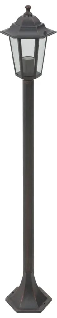 6 db bronzszínű alumínium kerti állólámpa, E27, 110 cm