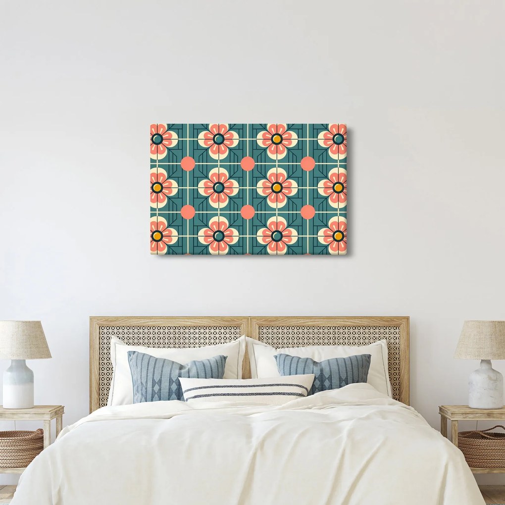 Kép - Retro virágminta (90x60 cm)