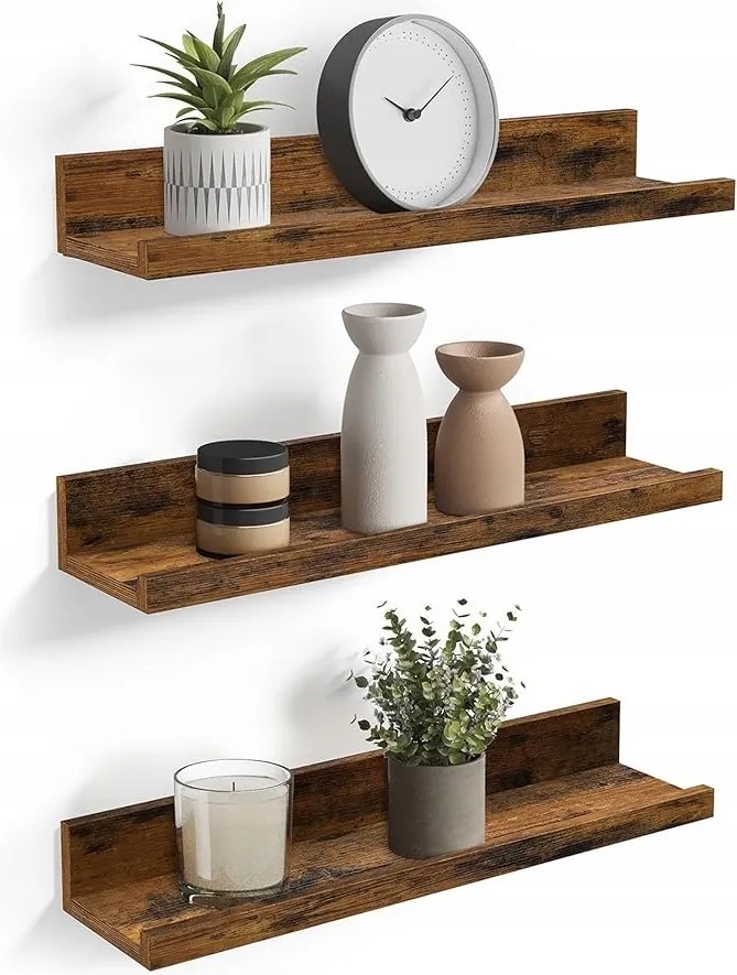 Lebegő Fali Polcok 3 Db Ipari Stílus Rusztikus Loft 38 x 10 cm