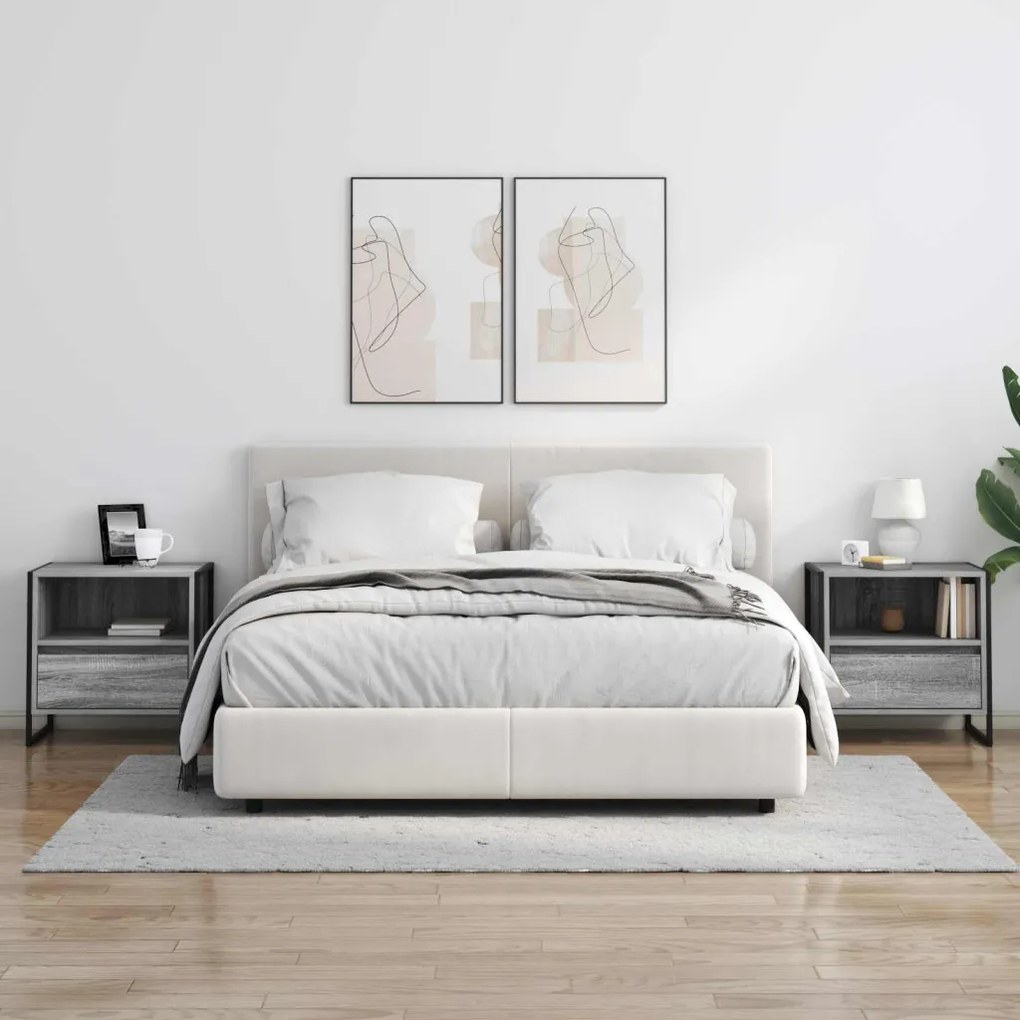 Éjjeli asztal 2 pcs Szürke Sonoma 50 x 39,5 x 50 cm Faanyag