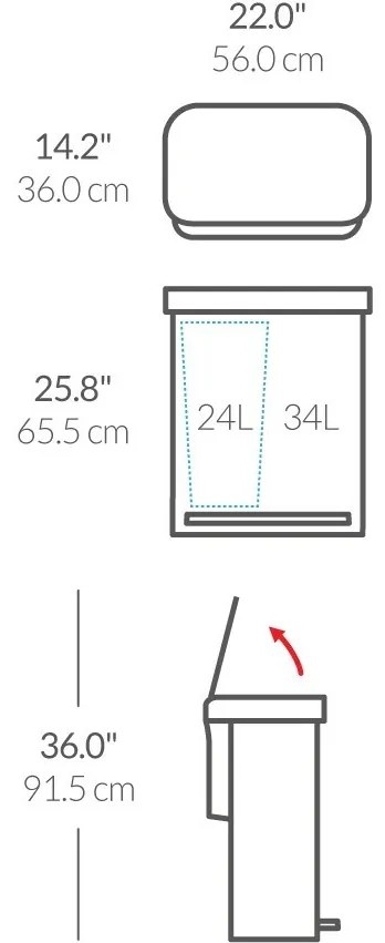 Simplehuman Pedálový odpadkový koš na tříděnéodpad 58 l, bílá