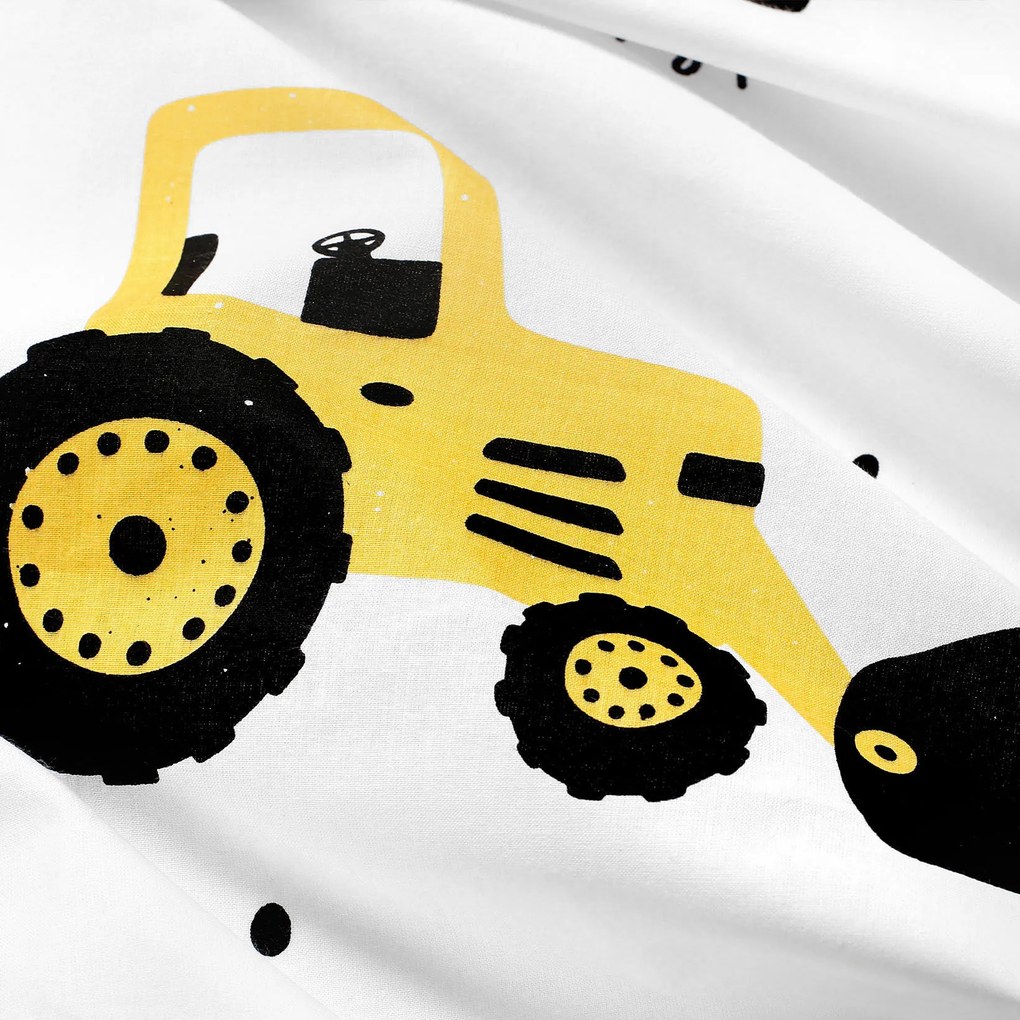 Goldea gyermek gumis pamut lepedő kiságyba - kotrógépek és építkezési eszközök 60 x 120 cm