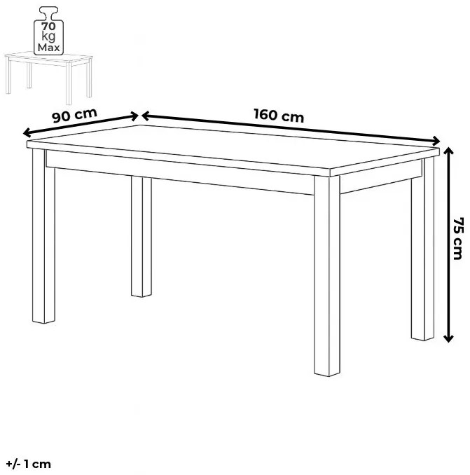 Tömör Tölgy Étkezőasztal 160×90 cm. DUB – DS-F160