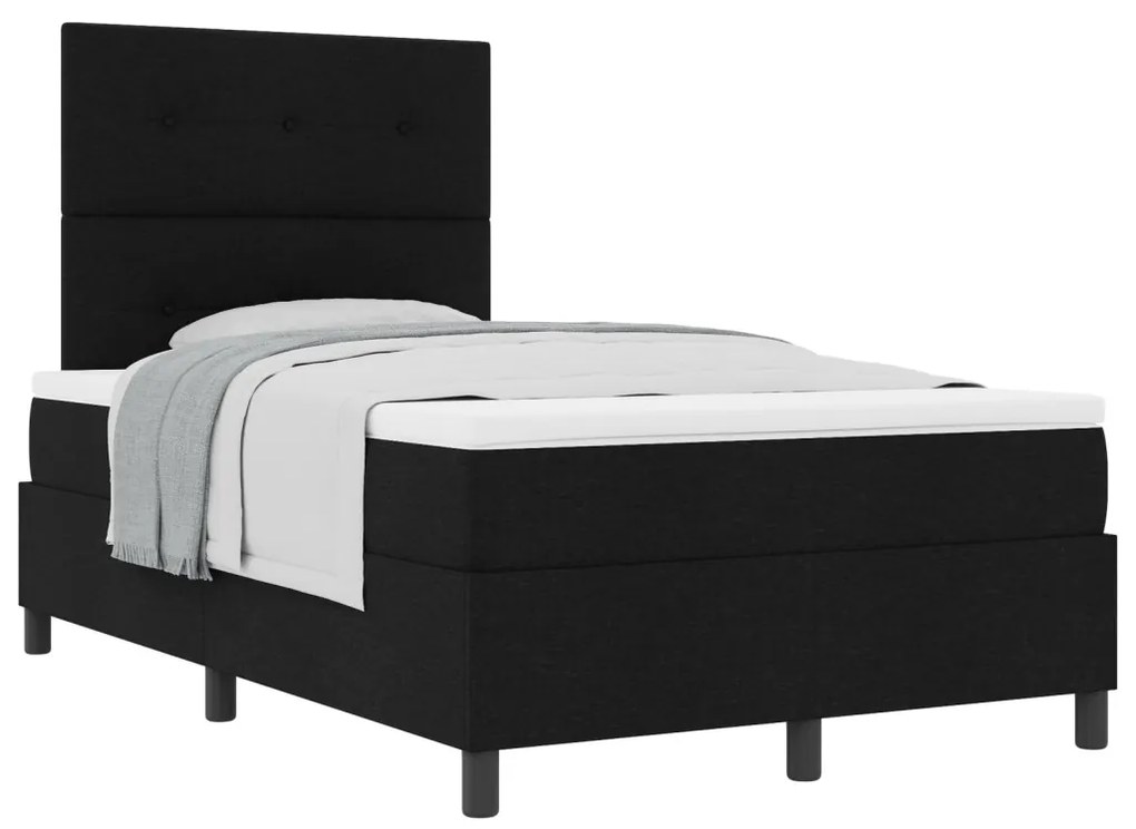 Box Spring Ágy Matraccal Fekete Kiskétszemélyes Szövet