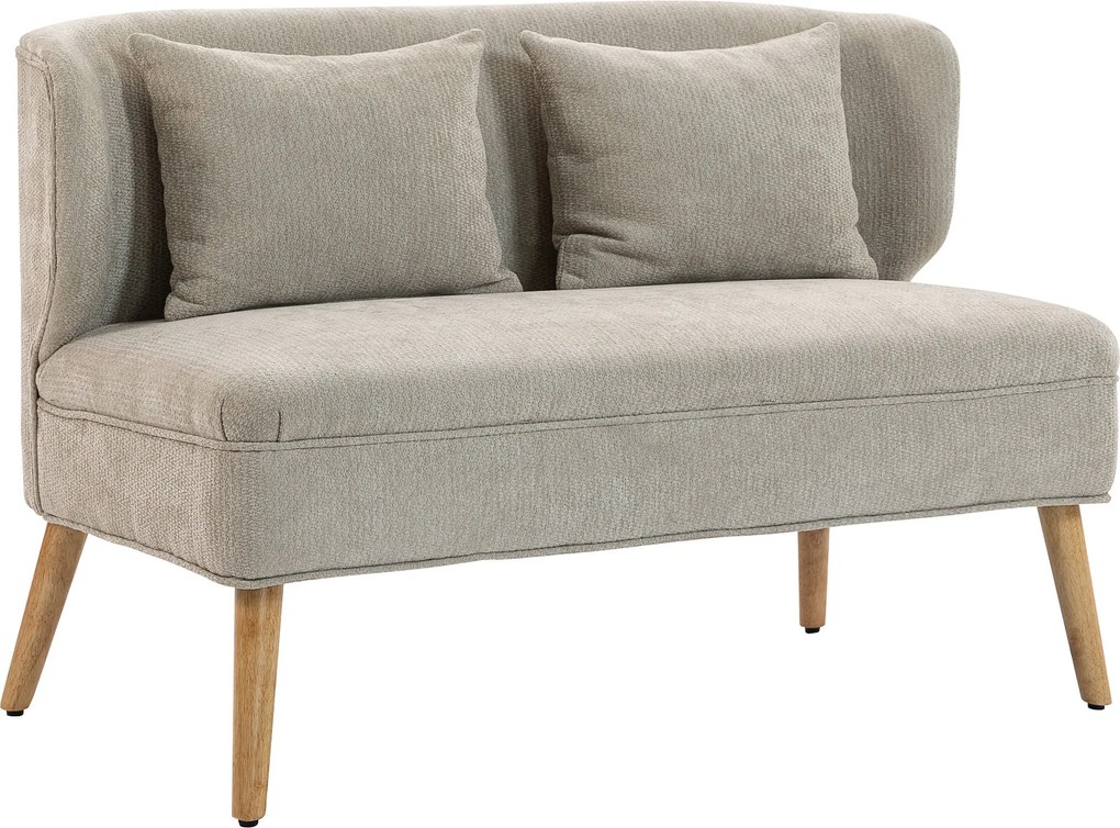 HOMCOM 2 személyes kanapé – kompakt szárnyas háttámlás chenille kanapé, vastagon párnázott ülés, gumifa lábak, bézs | Aosom