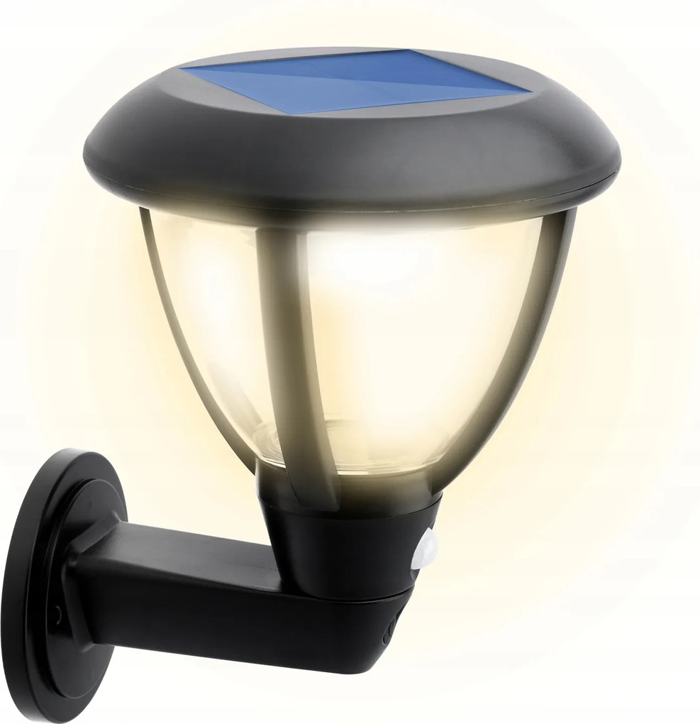 Napelemes LED-es kerti fali lámpa Homlokzati Kültéri 4000K IP44 érzékelő