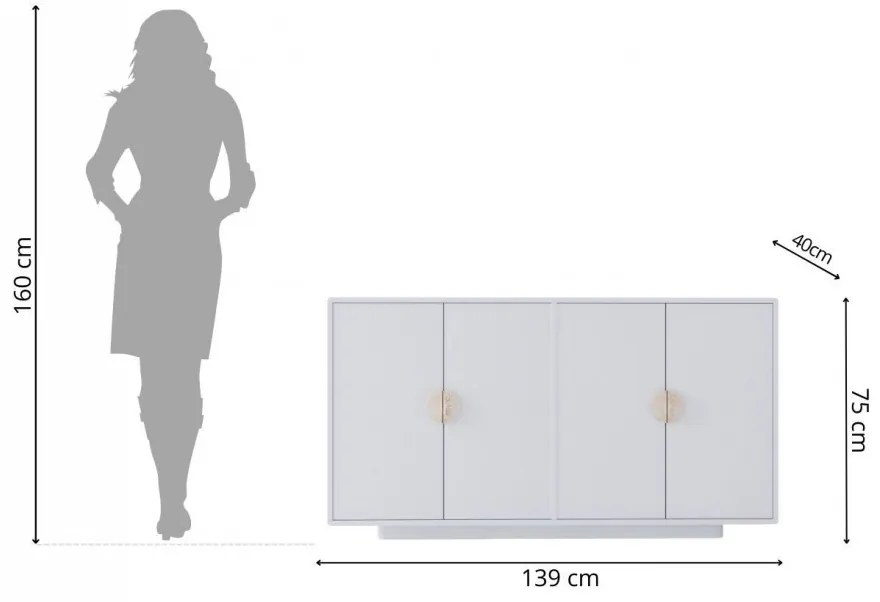 Lotta 4 ajtós komód 139cm