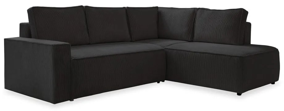 Antracitszürke kordbársony kinyitható sarokkanapé (jobb oldali) Brave Dave – Miuform