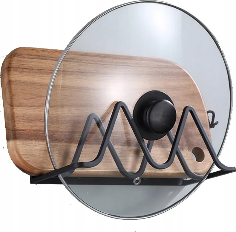 Fali Tartó Fedél Konyhai Rendszerező Akasztó Alumínium Fekete