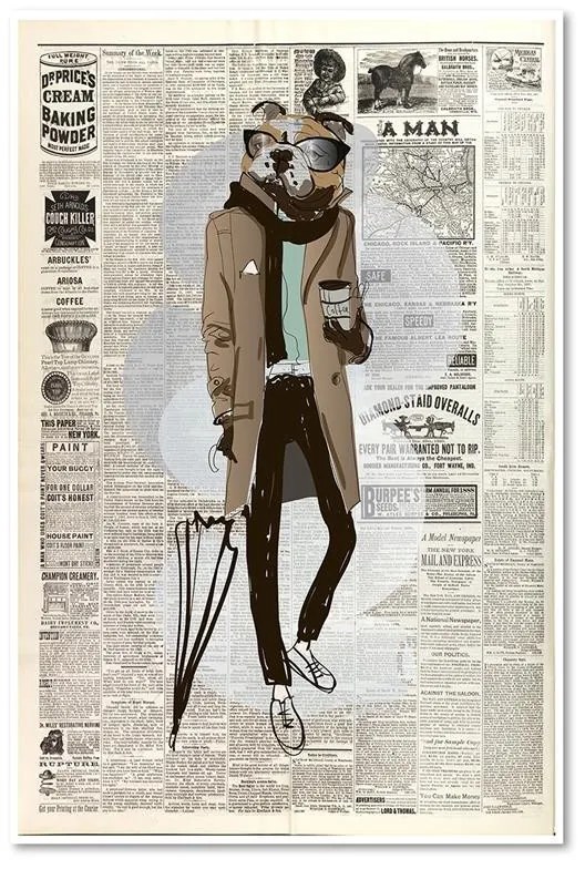 Gario Vászonkép Elegáns kutya - újságcikk Méret: 80 x 120 cm