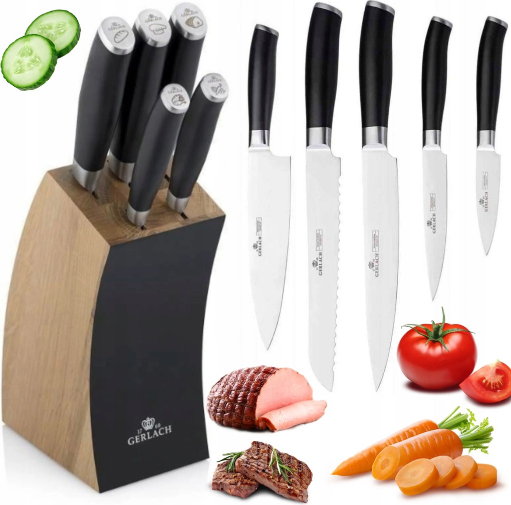 Gerlach Deco Black 5 Db-os Késkészlet Acél Konyhai Késkészlet
