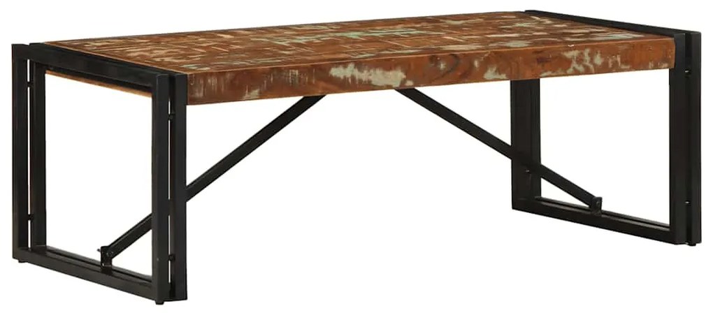 Többszínű tömör újrahasznosított fa dohányzóasztal 100x50x35 cm