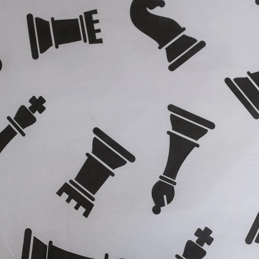 Fekete-fehér egyszemélyes pamut gyerek ágyneműhuzat 140x200 cm Chess – Jerry Fabrics