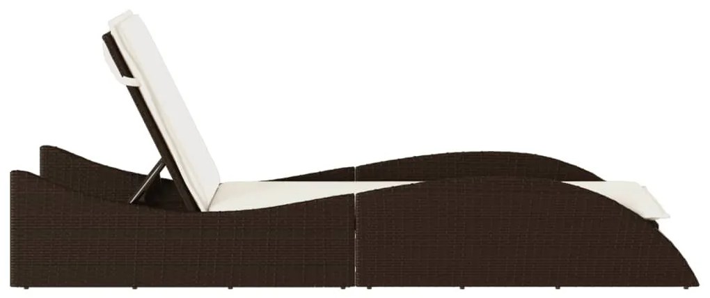 Barna polyrattan napozóágy párnával 60x205x73 cm