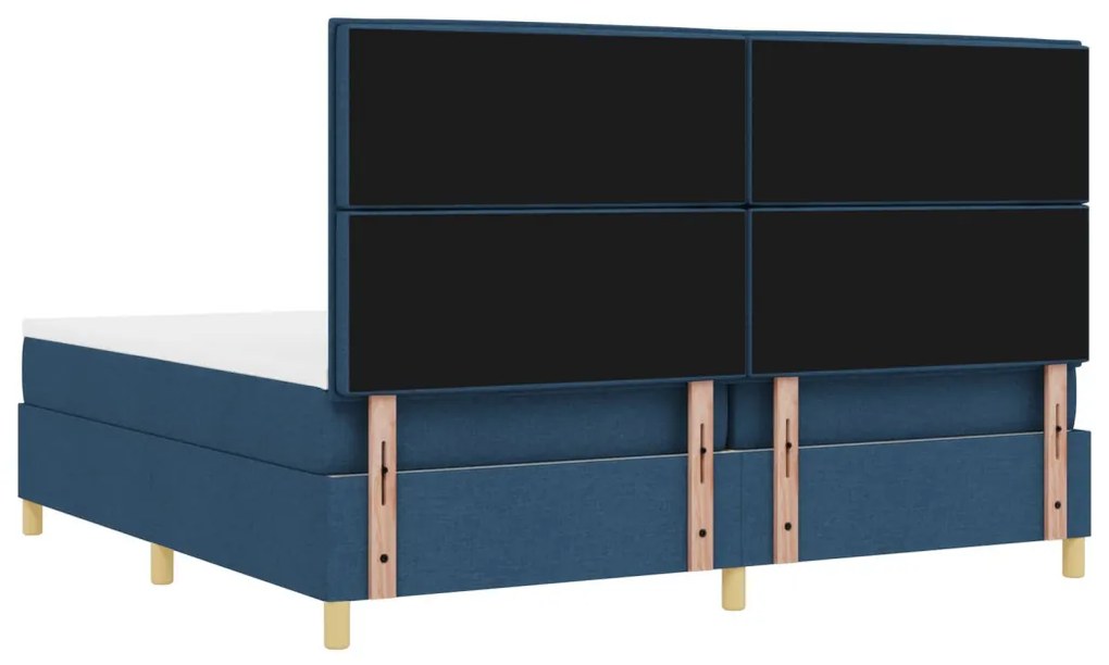 vidaXL Boxspring ágy matraccal és LED világítással, kék szövet, 200x200 cm