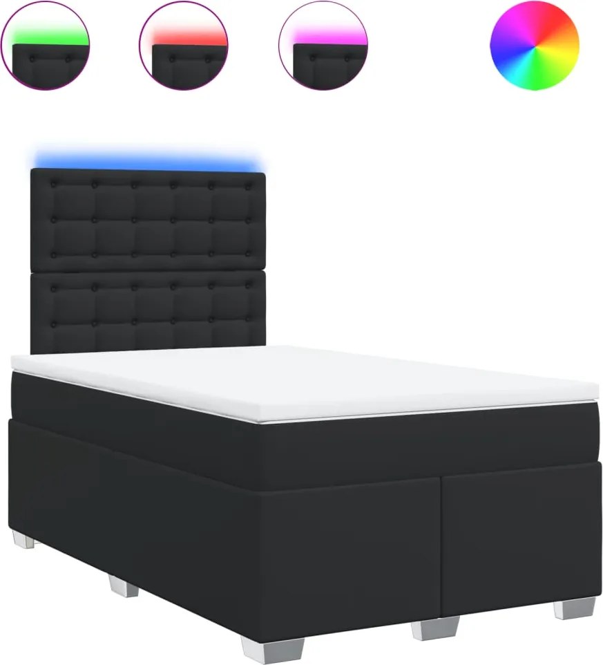 vidaXL fekete műbőr rugós ágy matraccal 120x190 cm