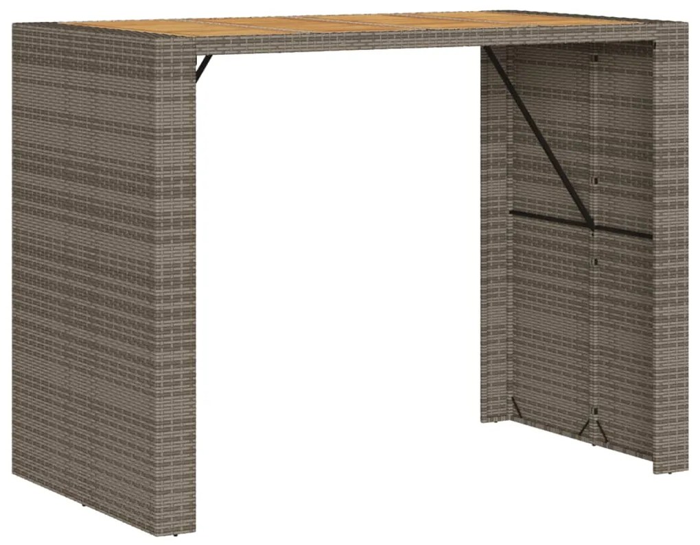 vidaXL szürke polyrattan kerti bárasztal akácfa lappal 145x80x110 cm