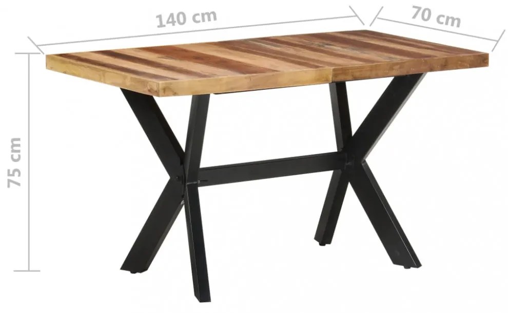 tömör fa étkezőasztal mézszínű felülettel 140 x 70 x 75 cm