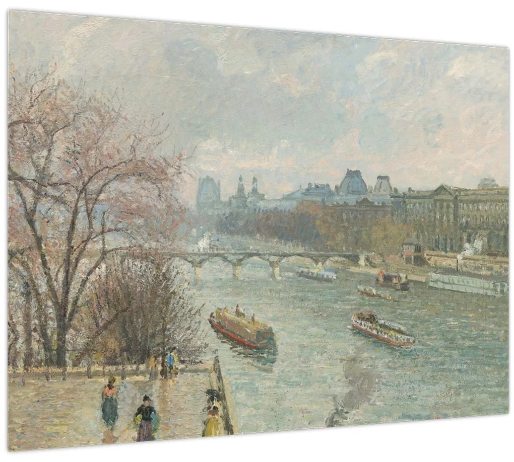 Üveg kép - Camille Pissarro, The Louvre, Afternoon, Rainy Weather, reprodukciók (70x50 cm)