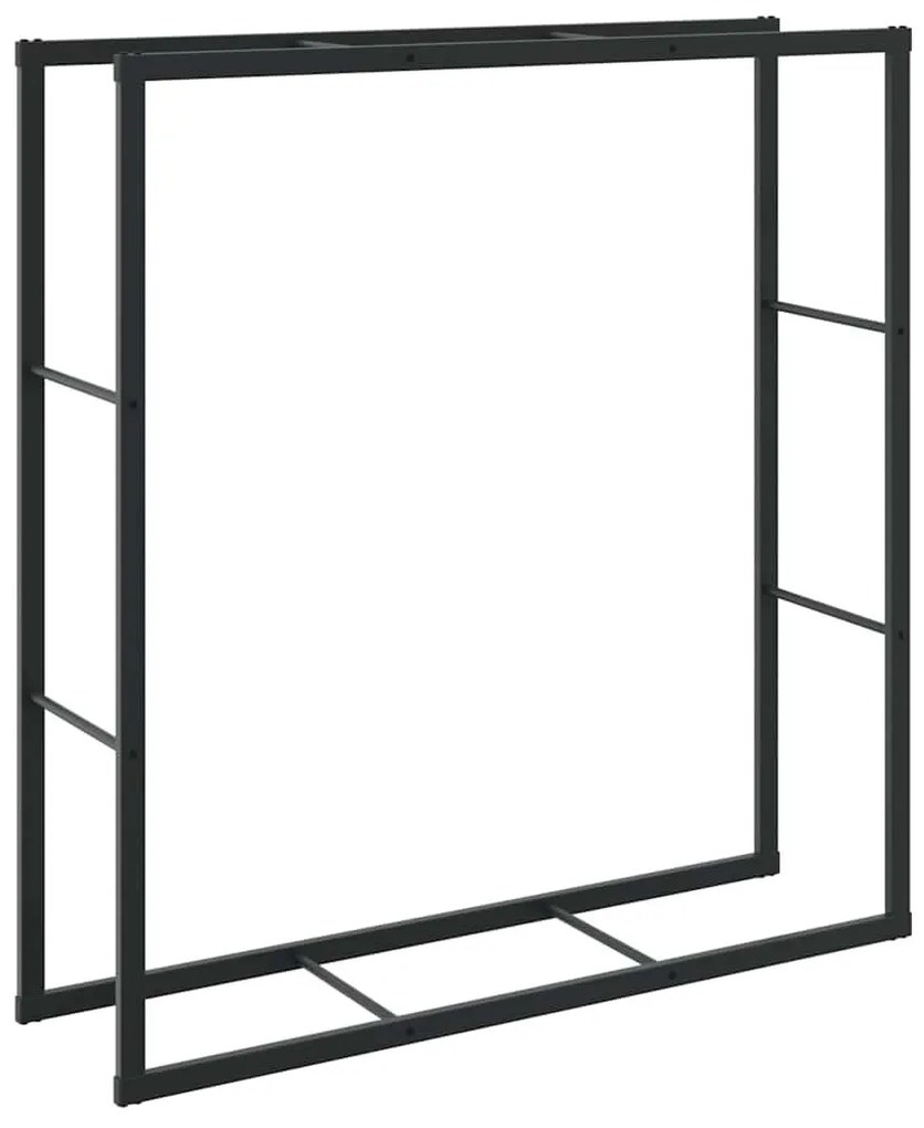 fekete acél tűzifatároló 110x30x116 cm