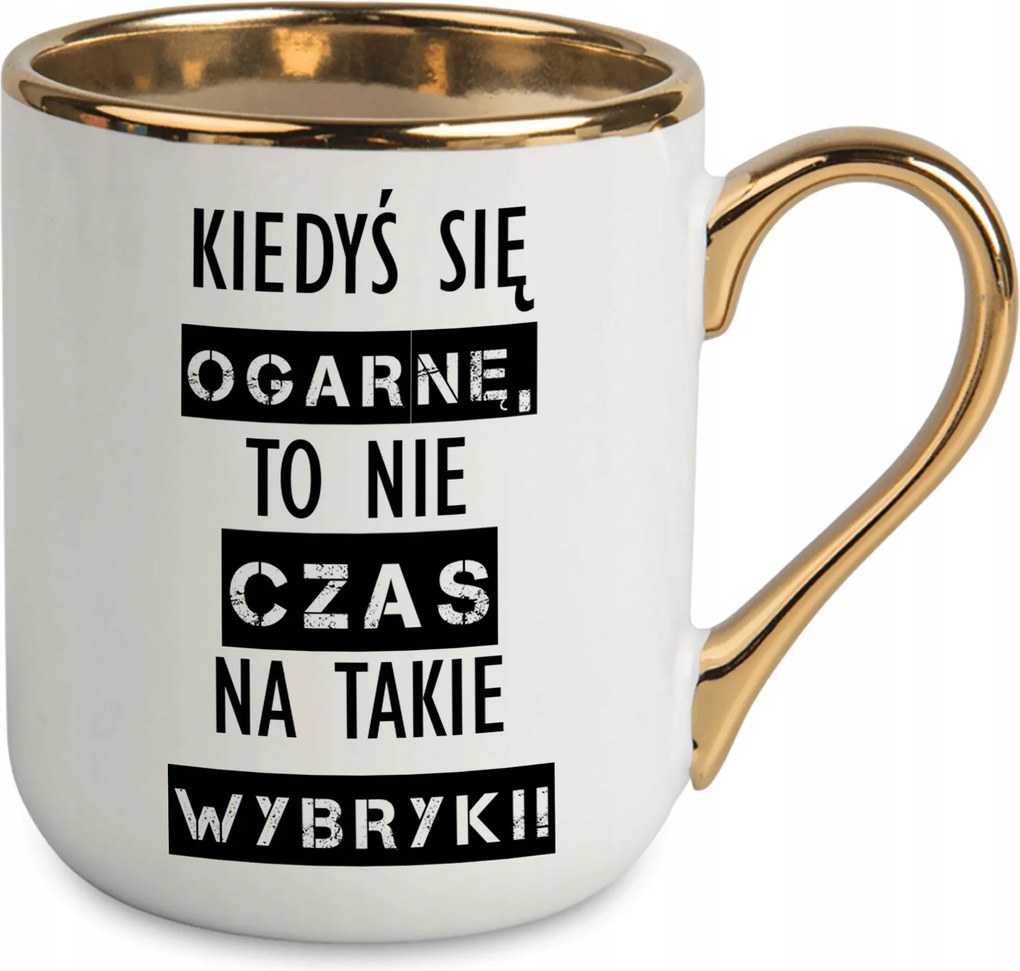 Kubek Elegáns Fehér Arany Szélű Füllel Majd Egyszer Összeszedem Magam Motivációs Ajándék