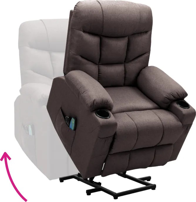 Állítható masszázs fotel, barna, HUDSON