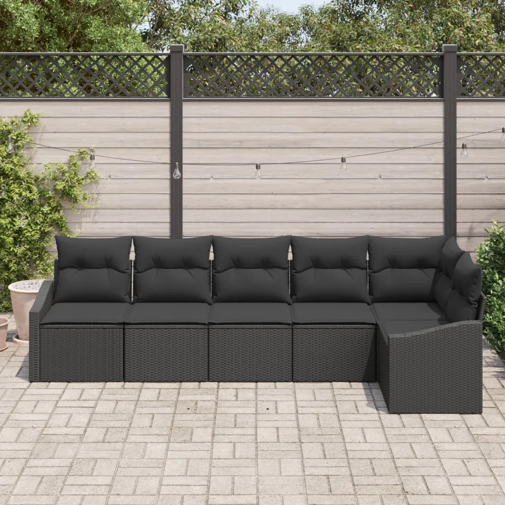 Kert étkező szett 6 pcs Fekete Poli rattan, porfestett acél