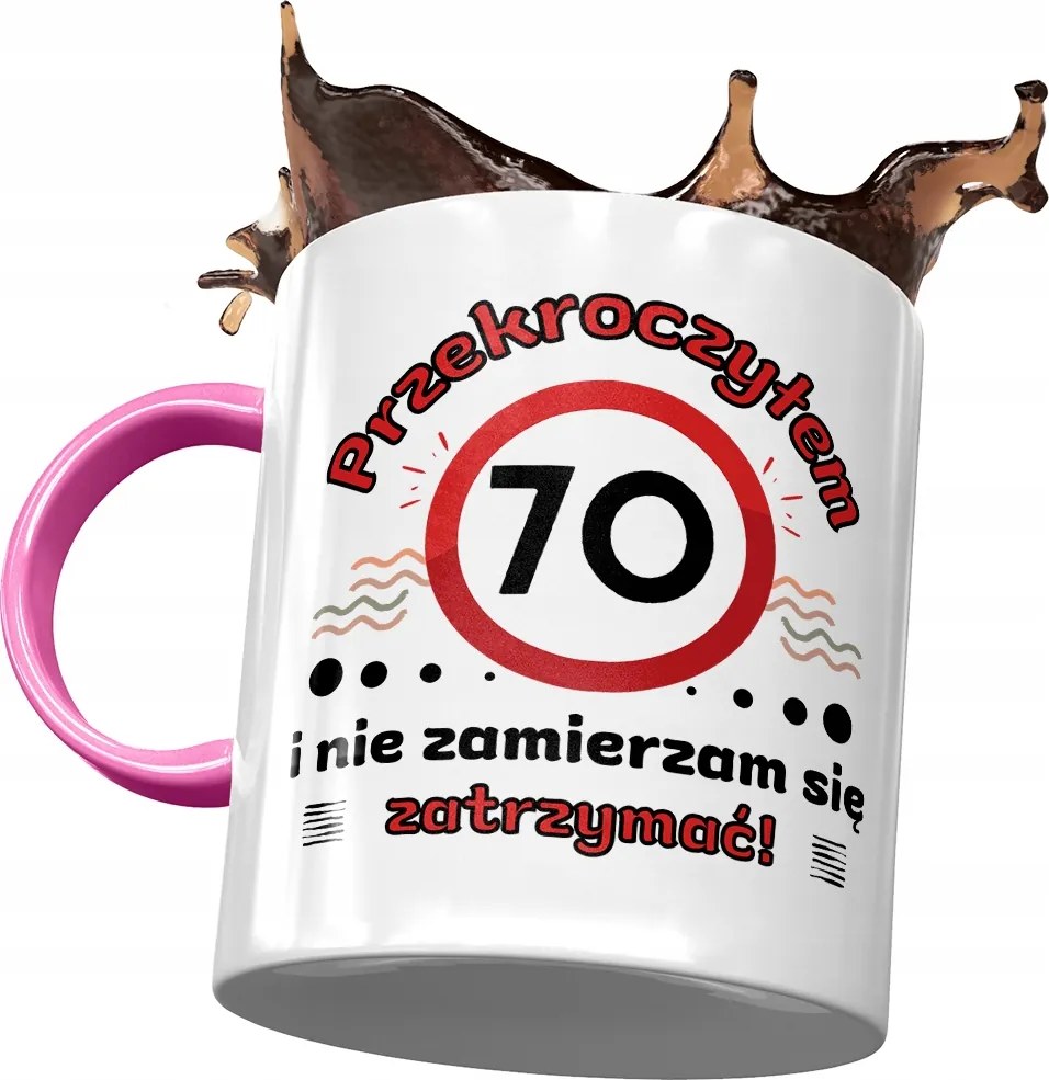 Rózsaszín Bögre Születésnapra 70 70-es 70-es Ajándék Nyomtatott Fotóval