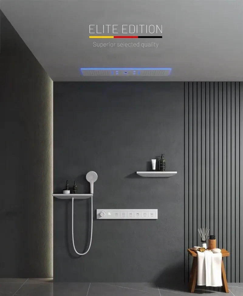 Falba süllyesztett zuhanyrendszer ELITE EDITION BCS1045, 6 funkcióval, LED-világítással, termosztáttal és többféle felülettel — Gunmetal szürke —…