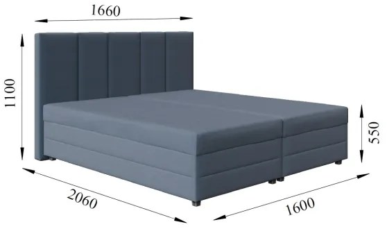 Kárpitozott ágy rugós matraccal és ágyneműtartóval ISABEL 160x200 szürke