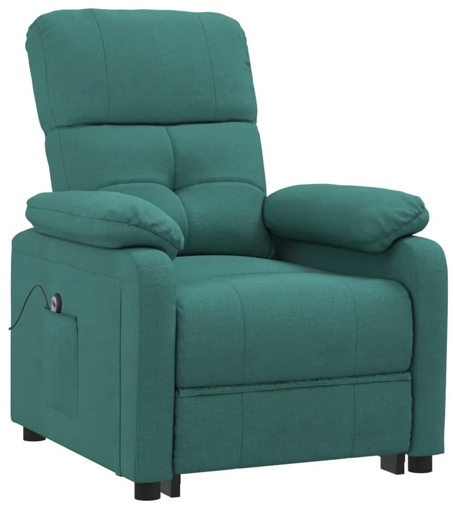 sötétzöld szövet elektromos dönthető fotel