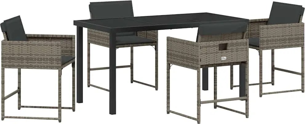 vidaXL Kert étkező szett 5 pcs Szürke polirattan