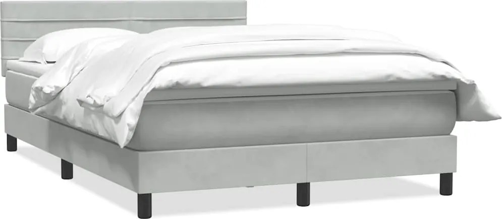 vidaXL világosszürke bársony rugós ágy matraccal 140x210 cm