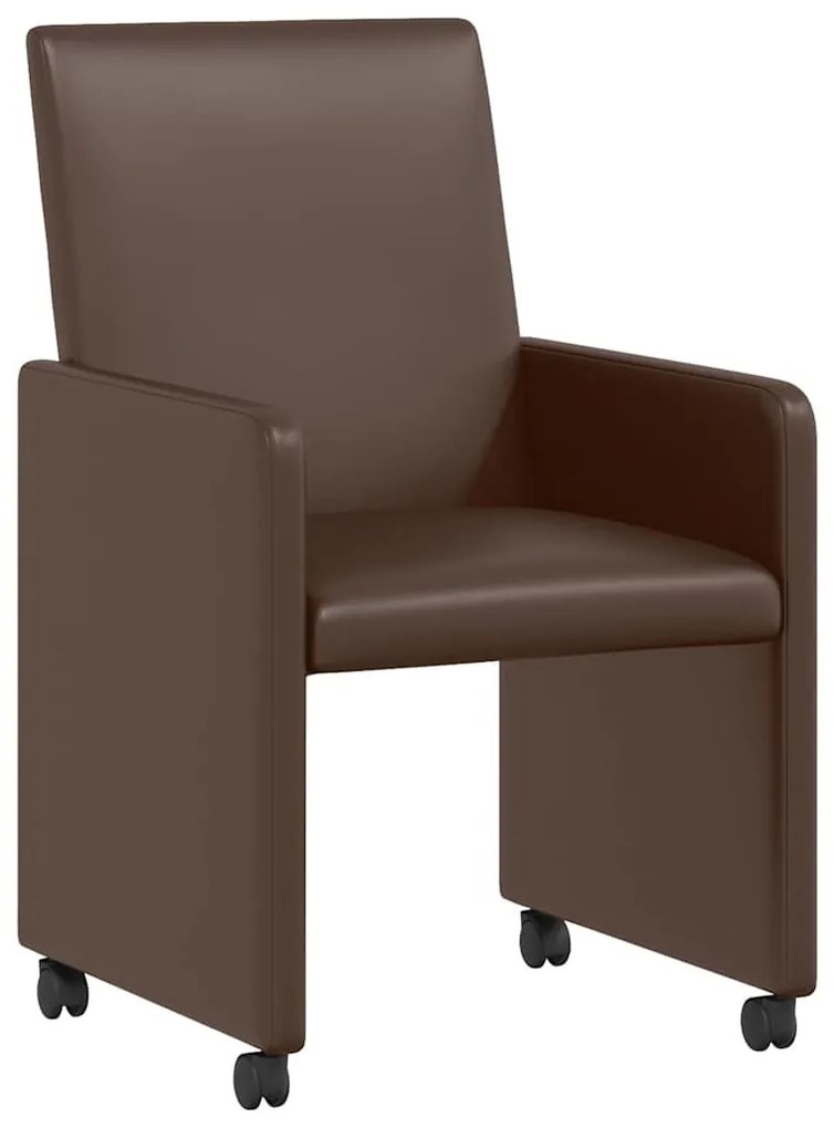 vidaXL Kerekes Étkező Székek 2 pcs Barna 57 x 66 x 94 cm Műbőr