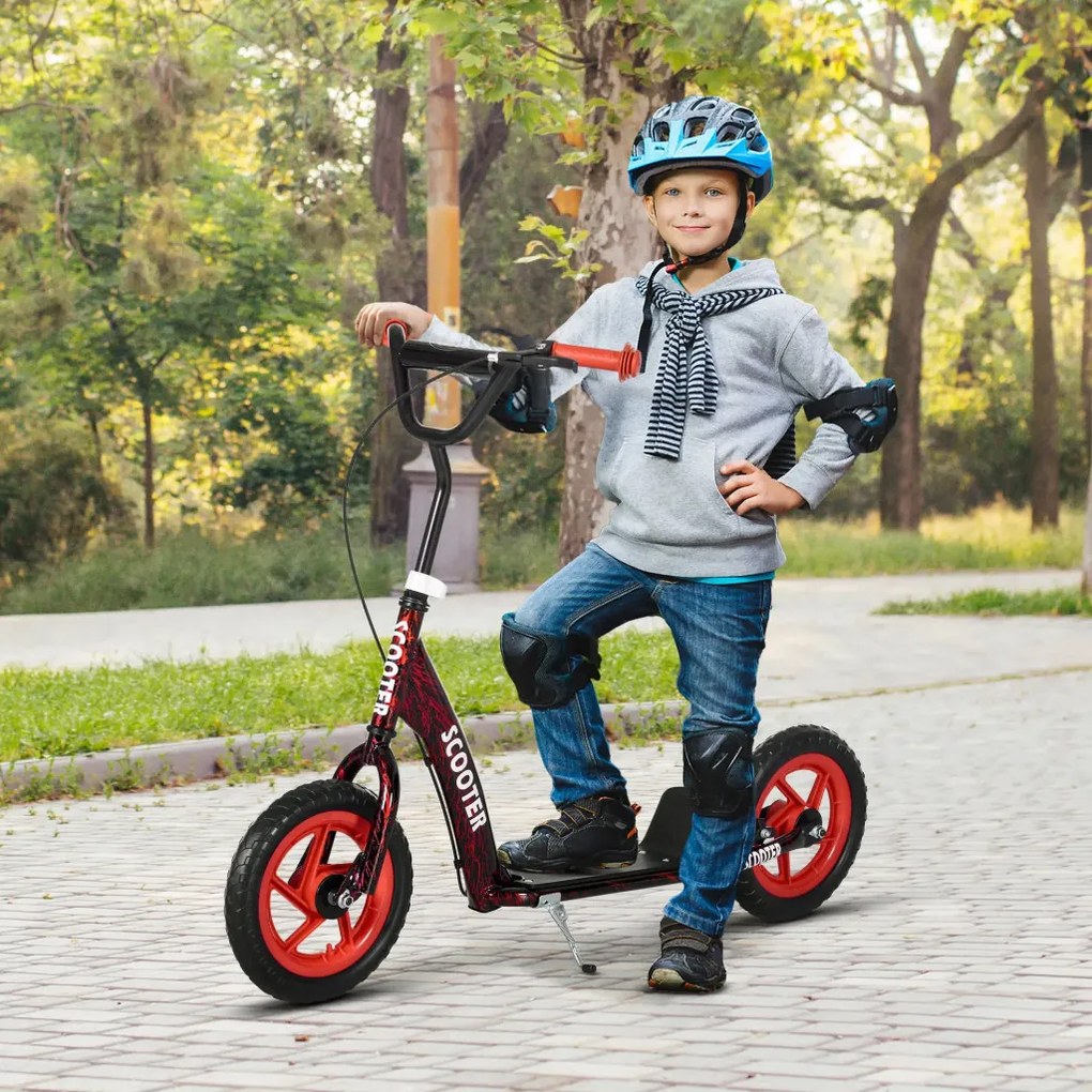 AIYAPLAY gyerek roller, állítható magasságú roller gyerekeknek, fékkel, acél, műanyag, piros