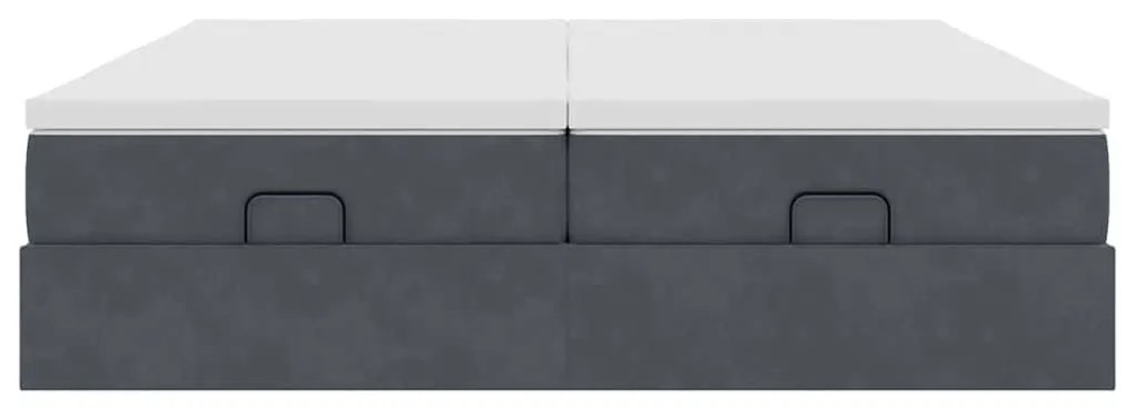 Ottomán ágykeret matraccal Sötét szürke 200x200cm bársony