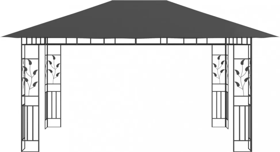 antracitszürke pavilon szúnyoghálóval 4 x 3 x 2,73 m 180 g/m²