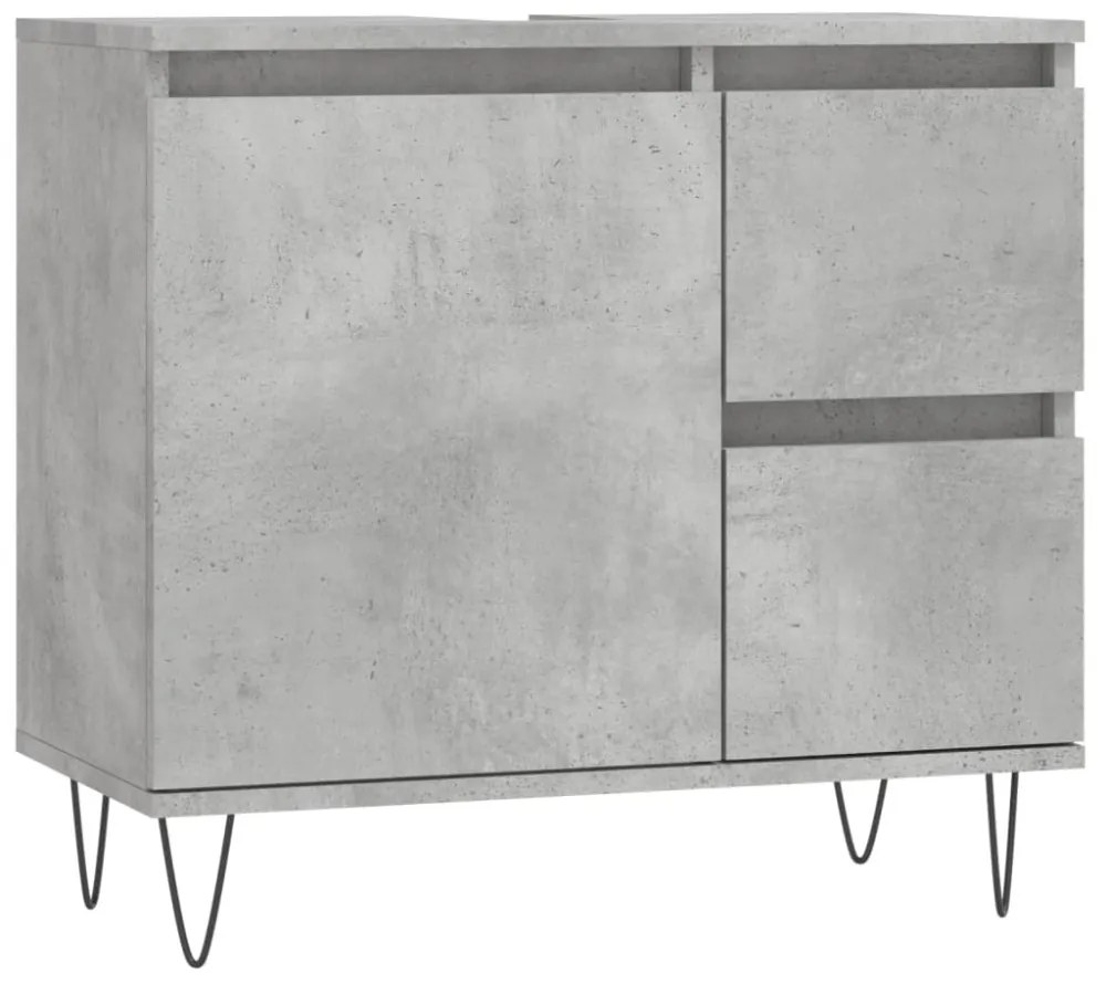 vidaXL 3 részes betonszürke szerelt fa fürdőszobai bútorszett